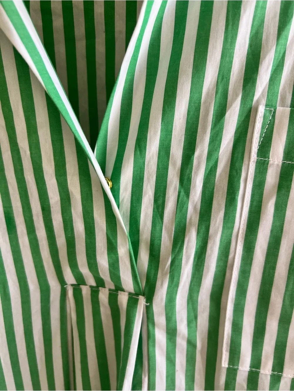 Nautica Jeans Green & White Striped Buttonless Shirt - Picture 3 of 6